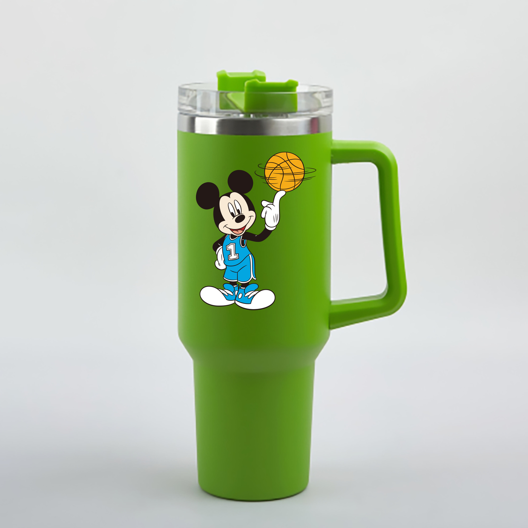 （画像用） ミッキーマウス Mickey Mouse 1200mL車用タンブラー - クリスタルステッカー（プラスチックストロー付き）
